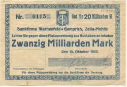 Zella-Mehlis - Weisbach, Karl - 15.10.1923 - 20 Milliarden Mark