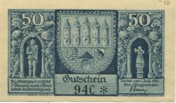 Zerbst - Stadt - 1.7.1921 - 50 Pfennig