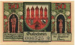 Zerbst - Stadt - 1.7.1921 - 50 Pfennig