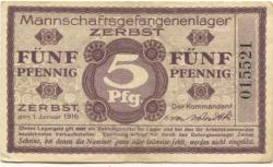 Zerbst - Mannschaftsgefangenenlager - 1.1.1916 - 5 Pfennig