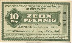 Zerbst - Mannschaftsgefangenenlager - 1.1.1916 - 10 Pfennig