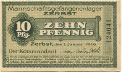 Zerbst - Mannschaftsgefangenenlager - 1.1.1916 - 10 Pfennig