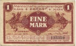 Zerbst - Mannschaftsgefangenenlager - 1.1.1916 - 1 Mark