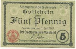 Zeulenroda - Stadt - 1.7.1917 - 5 Pfennig