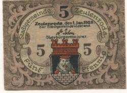 Zeulenroda - Stadt - - 1.1.1920 - 5 Pfennig