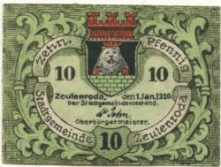 Zeulenroda - Stadt - - 1.1.1920 - 10 Pfennig