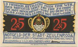 Zeulenroda - Stadt - 1.11.1921 - 25 Pfennig