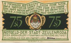 Zeulenroda - Stadt - 1.11.1921 - 75 Pfennig