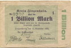 Ziegenhain - Kreis - 10.11.1923 - 1 Billion Mark