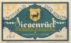 Ziegenrück - Stadt - 1.9.1921 - 50 Pfennig