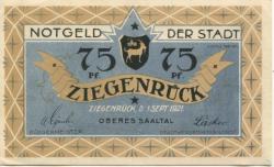 Ziegenrück - Stadt - 1.9.1921 - 75 Pfennig