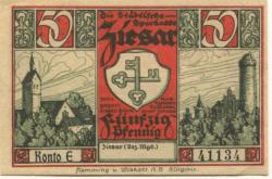 Ziesar - Städtische Sparkasse - -- - 50 Pfennig