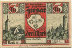 Ziesar - Städtische Sparkasse - -- - 3 Mark