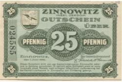 Zinnowitz - Stadt - 1.6.1921 - 25 Pfennig