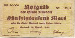 Zirndorf-  Stadt - 15.8.1923 - 50000 Mark 