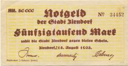 Zirndorf-  Stadt - 15.8.1923 - 50000 Mark 