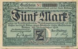 Zittau - Amtshauptmannschaft und Stadt - 15.11.1918 - 5 Mark 