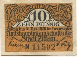 Zittau - Amtshauptmannschaft und Stadt - - 31.12.1920 - 10 Pfennig