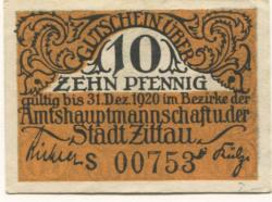 Zittau - Amtshauptmannschaft und Stadt - - 31.12.1920 - 10 Pfennig