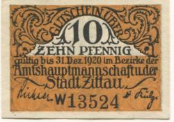 Zittau - Amtshauptmannschaft und Stadt - - 31.12.1920 - 10 Pfennig