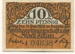 Zittau - Amtshauptmannschaft und Stadt - - 31.12.1920 - 10 Pfennig