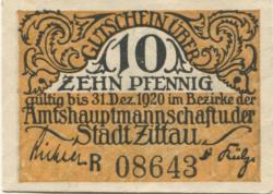 Zittau - Amtshauptmannschaft und Stadt - - 31.12.1920 - 10 Pfennig