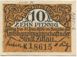 Zittau - Amtshauptmannschaft und Stadt - - 31.12.1920 - 10 Pfennig