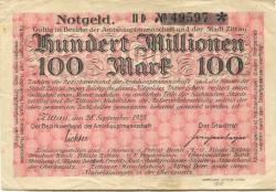 Zittau - Amtshauptmannschaft und Stadt - 28.9.1923 - 100 Millionen Mark