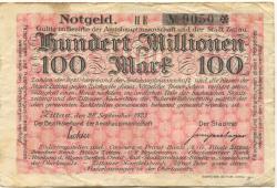 Zittau - Amtshauptmannschaft und Stadt - 28.9.1923 - 100 Millionen Mark