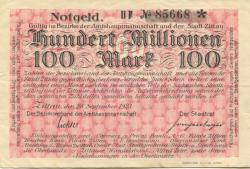 Zittau - Amtshauptmannschaft und Stadt - 28.9.1923 - 100 Millionen Mark