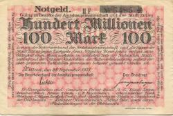 Zittau - Amtshauptmannschaft und Stadt - 28.9.1923 - 100 Millionen Mark