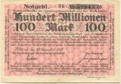 Zittau - Amtshauptmannschaft und Stadt - 28.9.1923 - 100 Millionen Mark