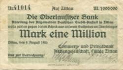 Zittau - Commerz- und Privatbank AG, Filiale Zittau - 9.8.1923 - 1 Million Mark