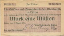 Zittau - Stadtgirokasse - 11.8.1923 - 1 Million Mark