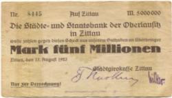 Zittau - Stadtgirokasse - 17.8.1923 - 5 Millionen Mark