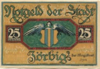 Zörbig - Stadt - - 30.9.1921 - 25 Pfennig
