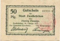 Zweibrücken - Stadt - 20.2.1917 - 50 Pfennig 