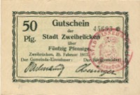 Zweibrücken - Stadt - 20.2.1917 - 50 Pfennig 