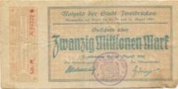 Zweibrücken - Stadt - 14.8.1923 - 20 Millionen Mark 