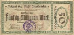 Zweibrücken - Stadt - 14.8.1923 - 50 Millionen Mark 