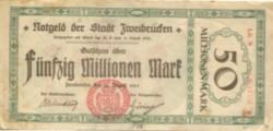 Zweibrücken - Stadt - 14.8.1923 - 50 Millionen Mark 