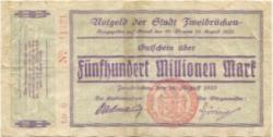 Zweibrücken - Stadt - 14.8.1923 - 500 Millionen Mark 