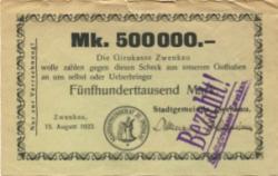 Zwenkau - Stadt - 15.8.1923 - 500000 Mark 