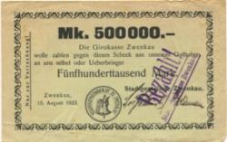 Zwenkau - Stadt - 15.8.1923 - 500000 Mark 