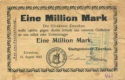 Zwenkau - Stadt - 15.8.1923 - 1 Million Mark 