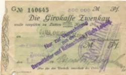 Zwenkau - Stadtgirokasse - 1.8.1923  - 500000 Mark 