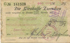 Zwenkau - Stadtgirokasse - 9.8.1923  - 500000 Mark 