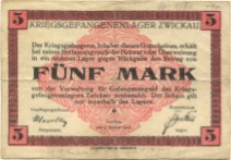 Zwickau - Kriegsgefangenlager - 1.1.1916 - 5 Mark 