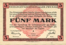 Zwickau - Kriegsgefangenlager - 1.1.1916 - 5 Mark 