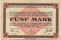 Zwickau - Kriegsgefangenlager - 1.1.1916 - 5 Mark 